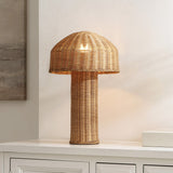 SAFAVIEH Lighting Ornella Rattan Dome Mushroom 16-inch Table Lamp (LED Bulb Included) - 10.3 In. W x 10.3 In. D x 16.3 In. H