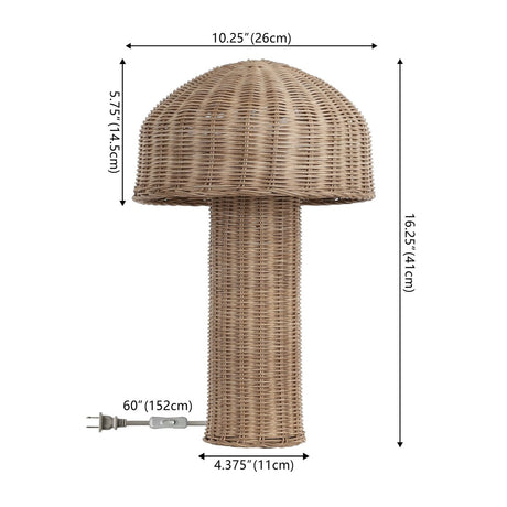 SAFAVIEH Lighting Ornella Rattan Dome Mushroom 16-inch Table Lamp (LED Bulb Included) - 10.3 In. W x 10.3 In. D x 16.3 In. H