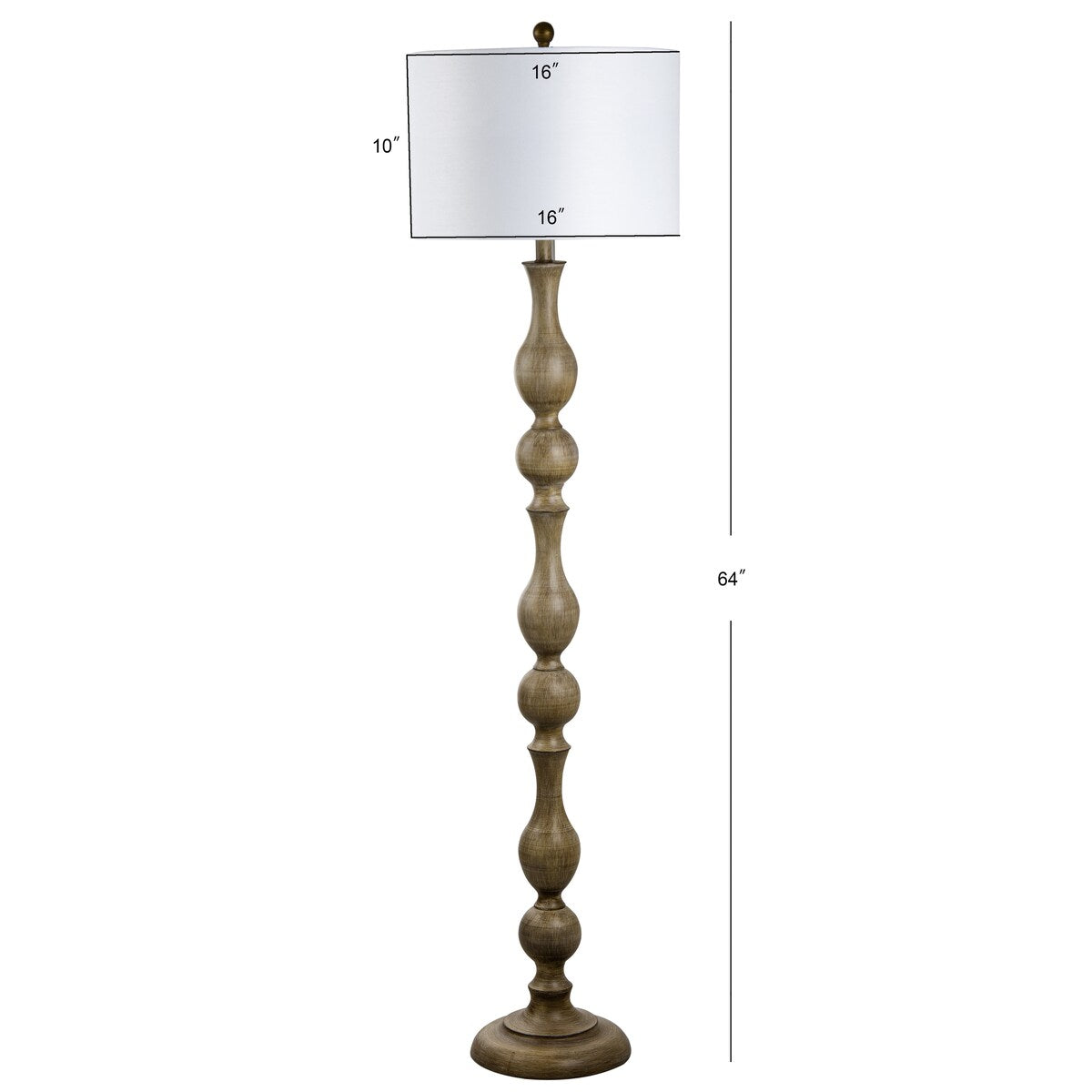 SAFAVIEH Lighting Panna 64-inch White Led Floor Lamp - 16" x 16" x 64" - Brown Wooden Finish - 16Wx16Dx64H