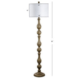 SAFAVIEH Lighting Panna 64-inch White Led Floor Lamp - 16" x 16" x 64" - Brown Wooden Finish - 16Wx16Dx64H