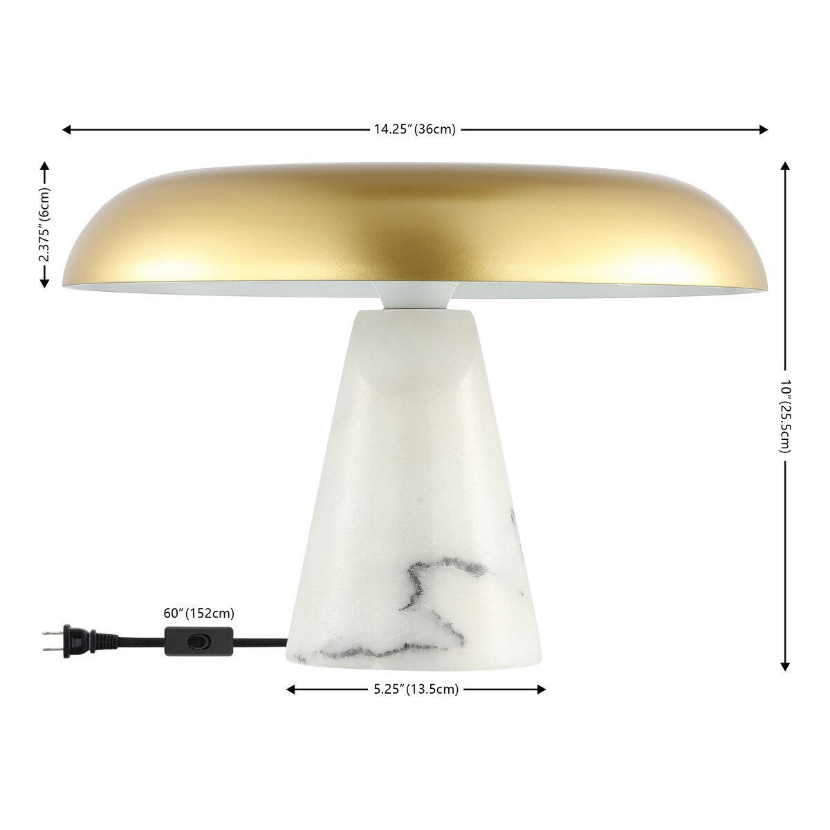 SAFAVIEH Lighting Pierrine Modern Dome Mushroom 10-inch Table Lamp (LED Bulb Included) - 14.25 In. W x 14.3 In. D x 10 In. H