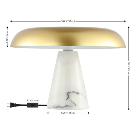 SAFAVIEH Lighting Pierrine Modern Dome Mushroom 10-inch Table Lamp (LED Bulb Included) - 14.25 In. W x 14.3 In. D x 10 In. H