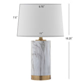 SAFAVIEH Lighting Piper 18.25-inch White/ Black Marble Table Lamp - 11" x 11" x 18.25" - 11Wx11Dx18H