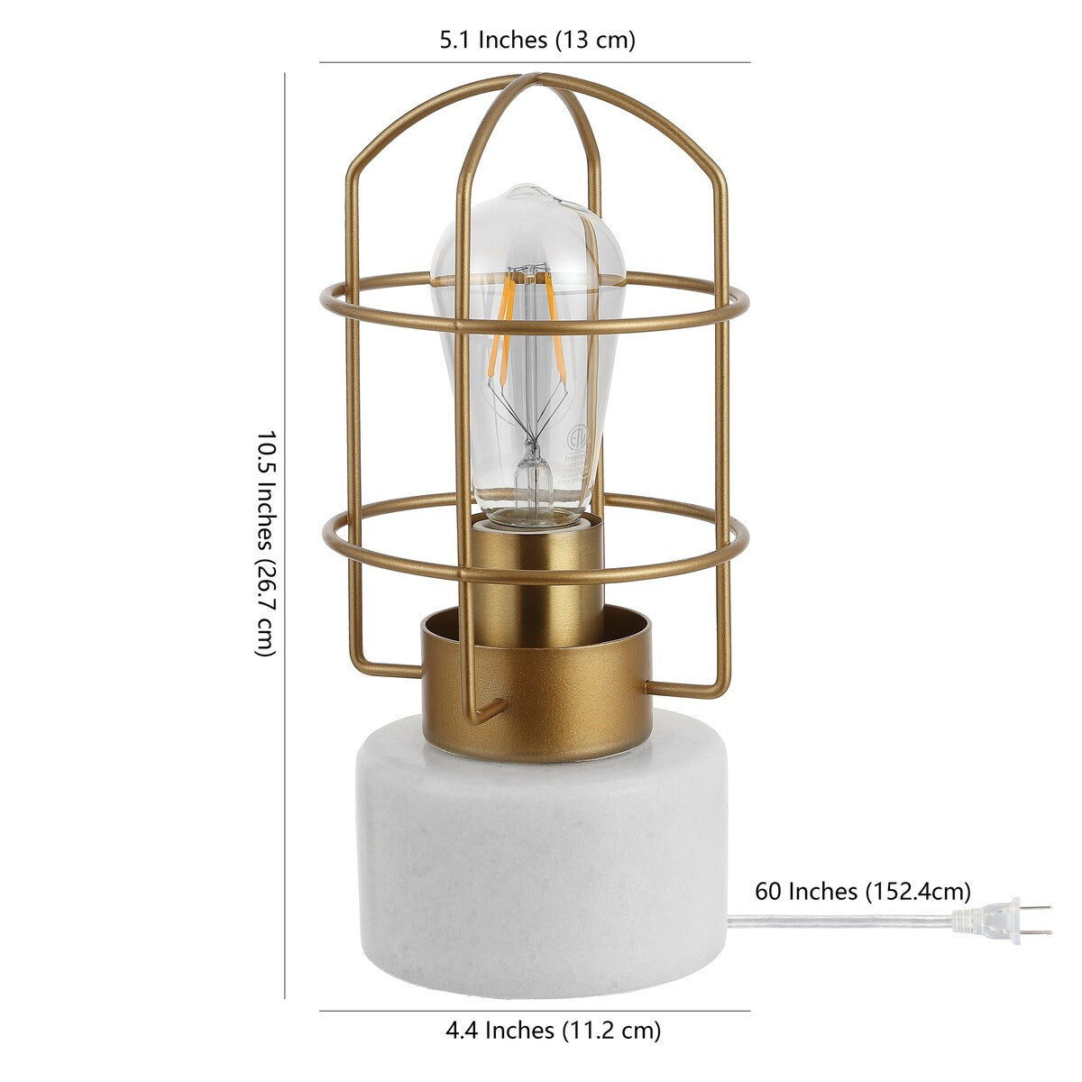 SAFAVIEH Lighting Rannheid Industrial Brass Iron 11-inch LED Table Lamp - 5.125" W x 5.125" L x 10.5" H - 5Wx5Dx11H