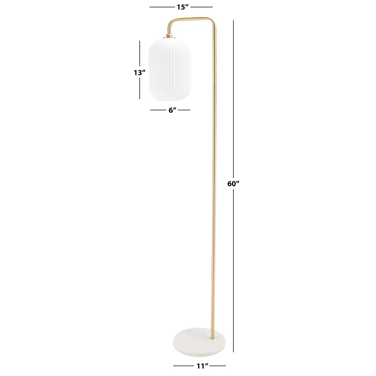 SAFAVIEH Lighting Rifka 60-inch Floor Lamp - 11 In. W x 15 In. D x 60 In. H - Gold/White Marble - 11Wx15Dx60H