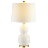 SAFAVIEH Lighting Rikie 25-inch White LED Table Lamp - 14" W x 14" L x 25.5" H - 14Wx14Dx26H