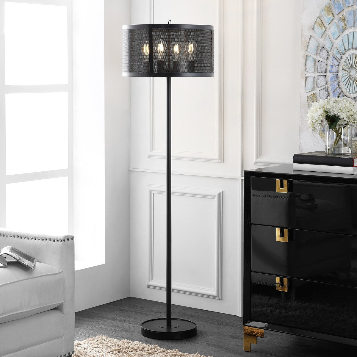 SAFAVIEH Lighting Rosabelle 62" Floor Lamp - Black - 18Wx18Dx62H