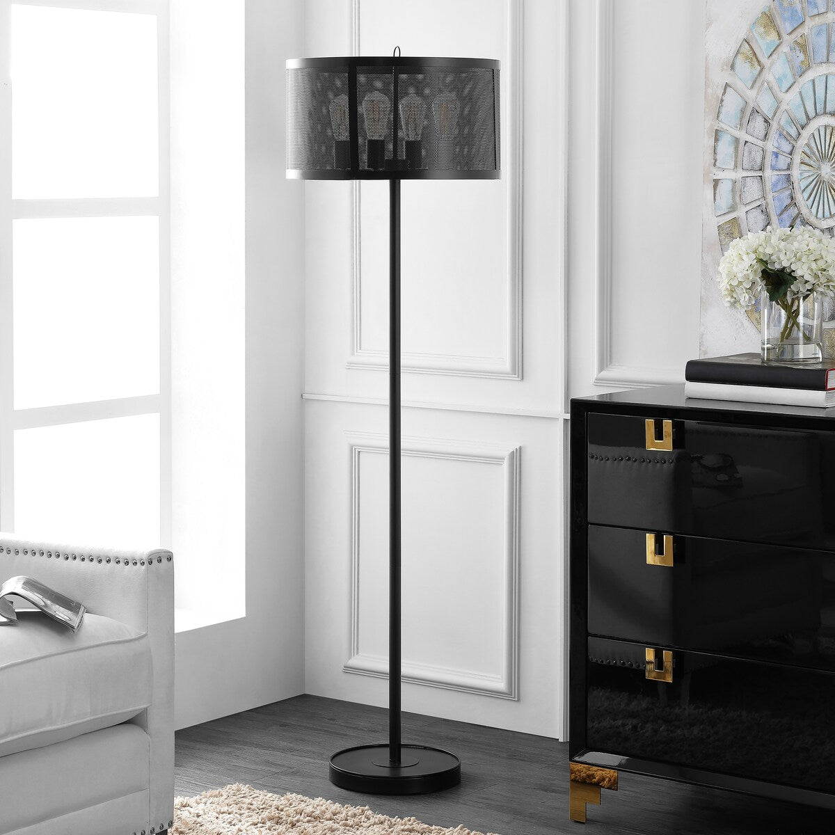 SAFAVIEH Lighting Rosabelle 62" Floor Lamp - Black - 18Wx18Dx62H