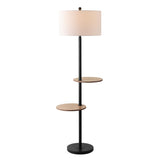 SAFAVIEH Lighting Rosemarie 63-inch Led 2-Shelf Floor Lamp - 22" W x 18" L x 62.8" H - Matte Black - 22Wx18Dx63H