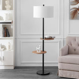 SAFAVIEH Lighting Rosemarie 63-inch Led 2-Shelf Floor Lamp - 22" W x 18" L x 62.8" H - Matte Black - 22Wx18Dx63H