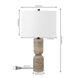 SAFAVIEH Lighting Sayaka Travertine 25-inch Table Lamp (LED Bulb Included) - 14 In. W x 14 x In. D 25.3 In. H - 14Wx14Dx25H