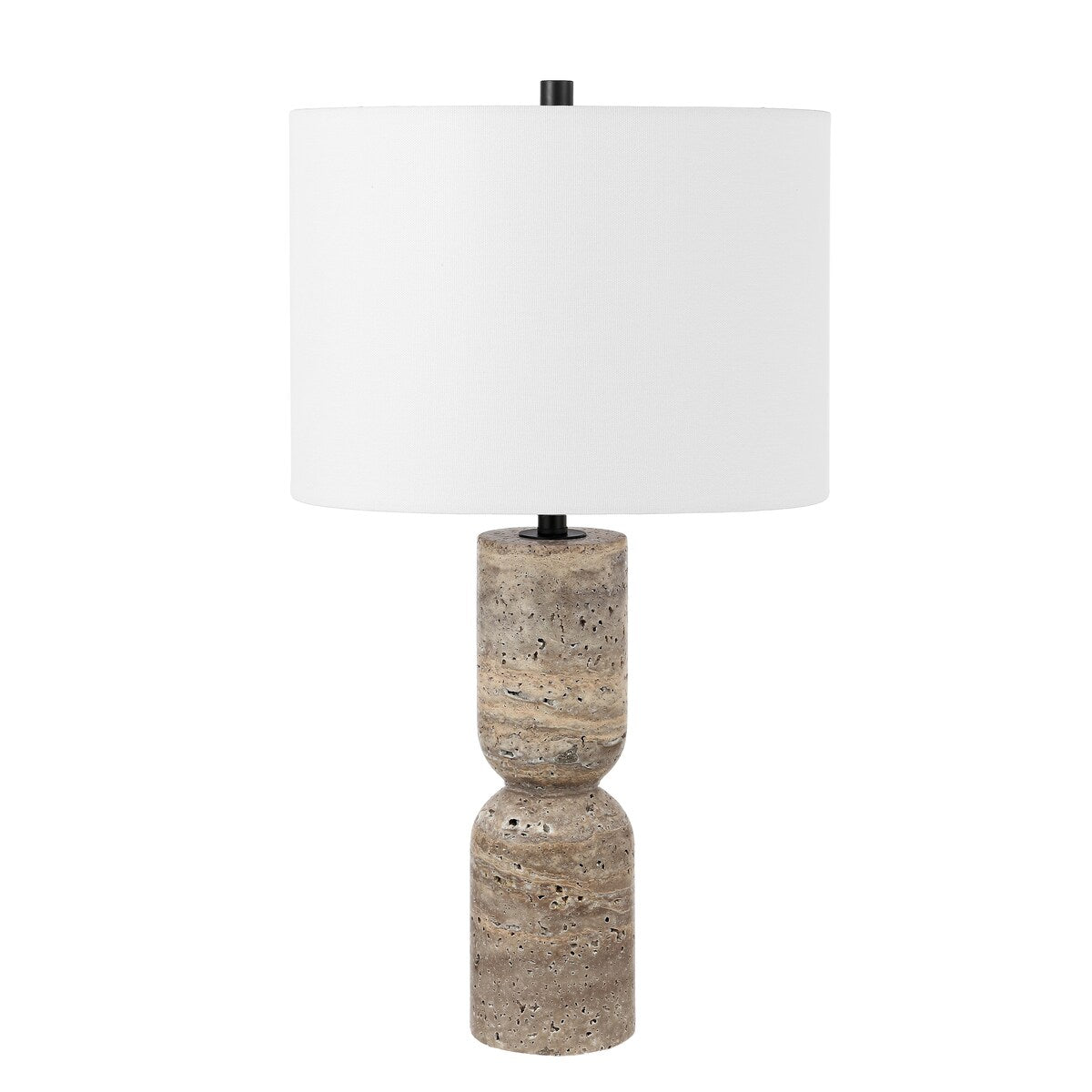 SAFAVIEH Lighting Sayaka Travertine 25-inch Table Lamp (LED Bulb Included) - 14 In. W x 14 x In. D 25.3 In. H - 14Wx14Dx25H