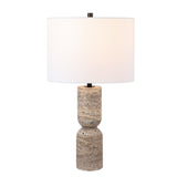 SAFAVIEH Lighting Sayaka Travertine 25-inch Table Lamp (LED Bulb Included) - 14 In. W x 14 x In. D 25.3 In. H - 14Wx14Dx25H