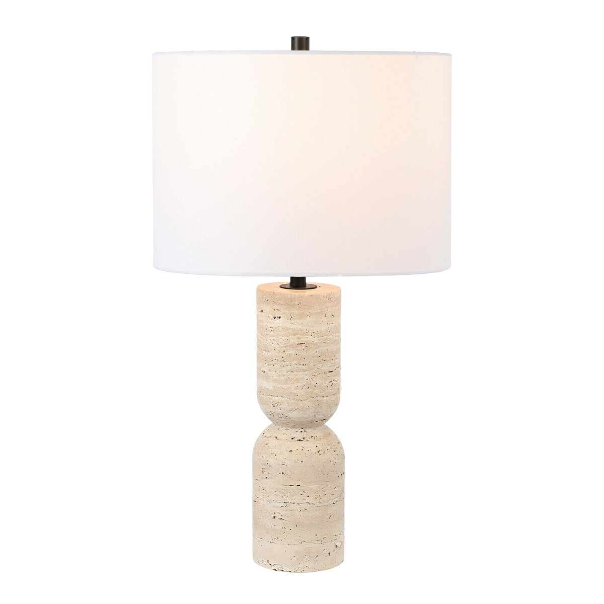 SAFAVIEH Lighting Sayaka Travertine 25-inch Table Lamp (LED Bulb Included) - 14 In. W x 14 x In. D 25.3 In. H - 14Wx14Dx25H