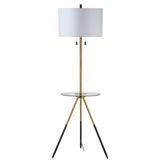 SAFAVIEH Lighting Selvinaz 61-inch Gold/ Black Side Table Led Floor Lamp - 17.5" x 17.5" x 61" - Brass Gold/Black - 18Wx18Dx61H