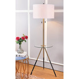 SAFAVIEH Lighting Selvinaz 61-inch Gold/ Black Side Table Led Floor Lamp - 17.5" x 17.5" x 61" - Brass Gold/Black - 18Wx18Dx61H