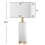 SAFAVIEH Lighting Seong 30-inch Alabaster LED Table Lamp - 15"x8"x30" - 15Wx8Dx30H