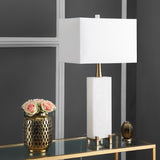 SAFAVIEH Lighting Seong 30-inch Alabaster LED Table Lamp - 15"x8"x30" - 15Wx8Dx30H