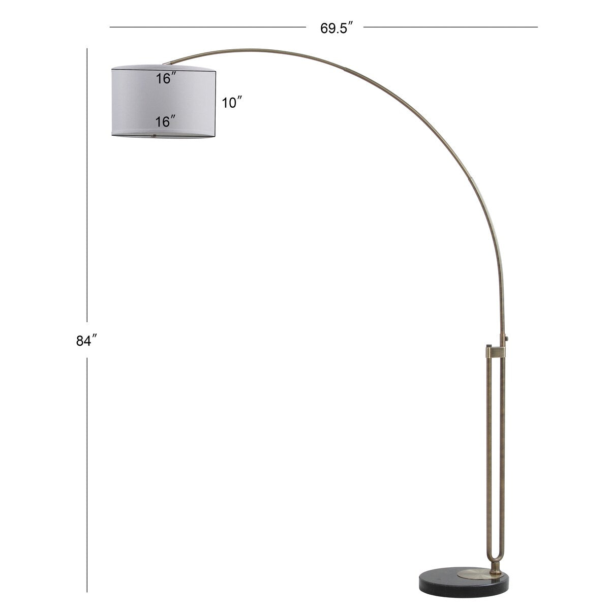 SAFAVIEH Lighting Shalonda 84-inch Led Arc Floor Lamp - 69.5"x16"x84" - Antique Brass - 70Wx16Dx84H