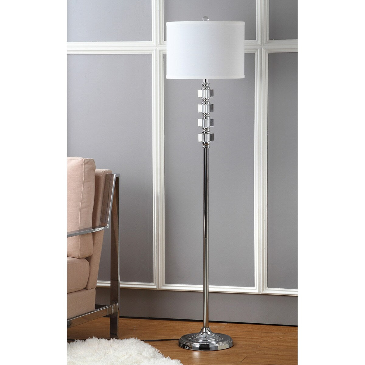 SAFAVIEH Lighting Shannan 60-inch Crystal Street Floor Lamp - 14"x14"x60" - Clear/Chrome - 14Wx14Dx60H