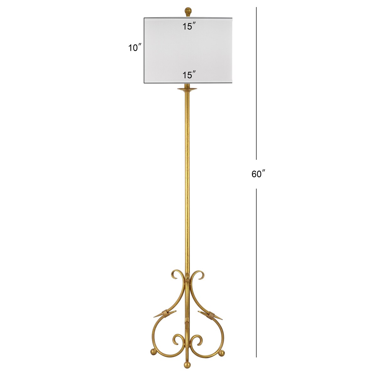 SAFAVIEH Lighting Shanta 60-inch Baroque Antiqued Gold Floor Lamp - 15"x15"x60" - Antique Gold - 15Wx15Dx60H