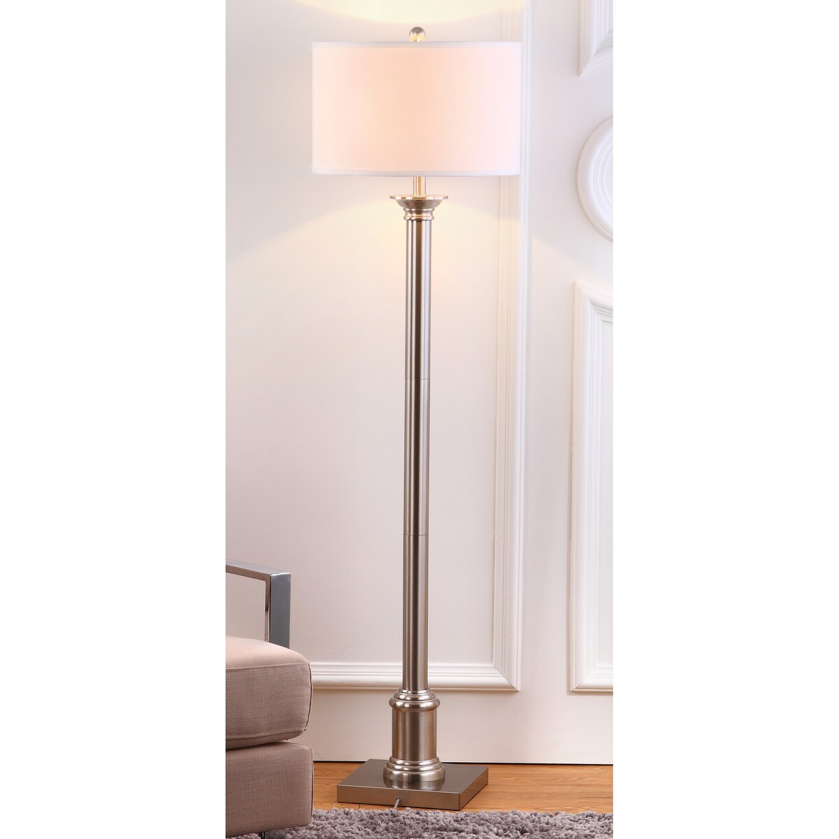 SAFAVIEH Lighting Shantel 60-inch Nickel Floor Lamp - 16Wx16Dx60H