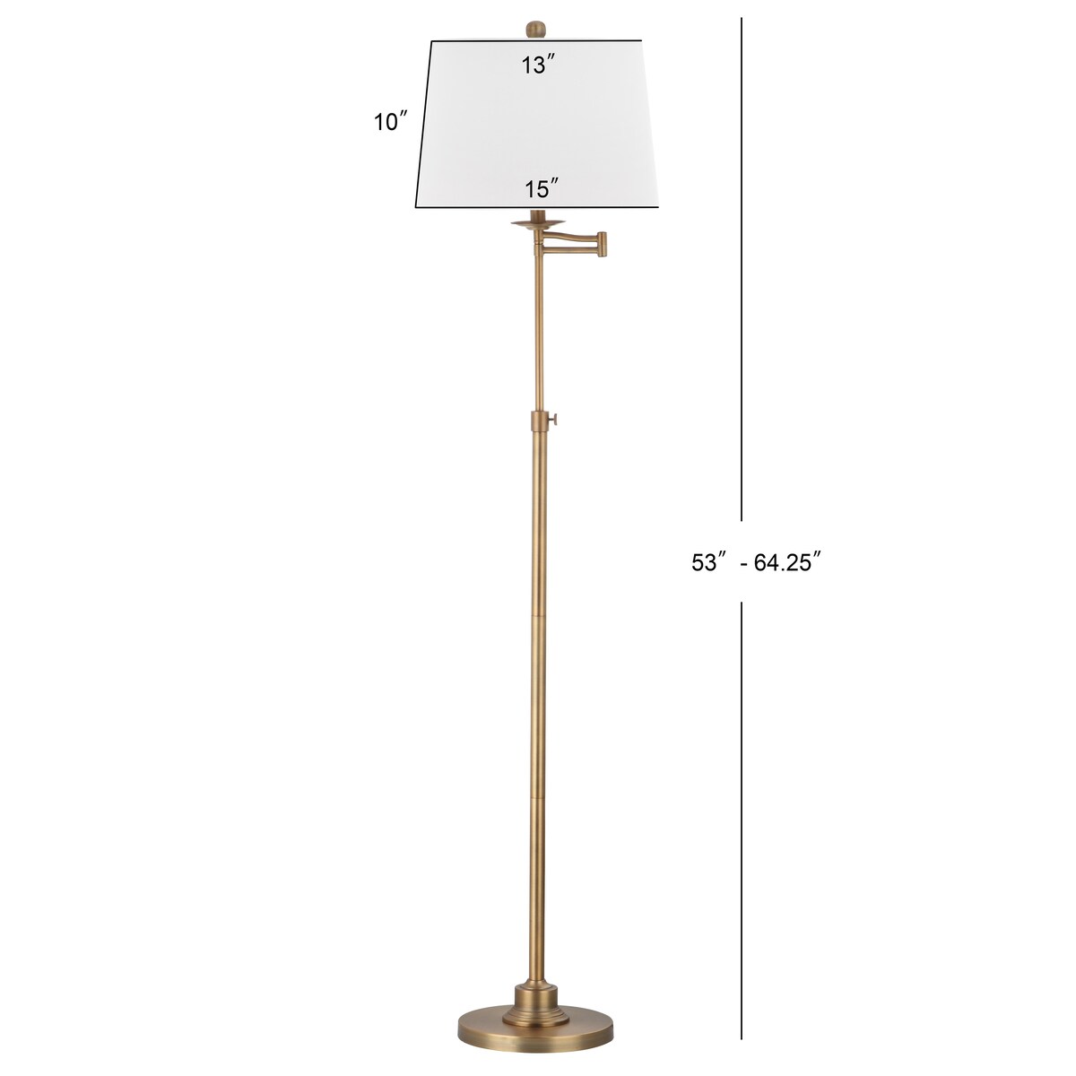 SAFAVIEH Lighting Shayla 64-inch Adjustable Gold Floor Lamp - 15"x15"x53-64.25" - 15Wx15Dx64H