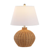 SAFAVIEH Lighting Skylar Tropical Coastal Boho Rattan 22-inch Table Lamp - 15 In. W x 15 In. D x 22 In. H - 15Wx15Dx22H