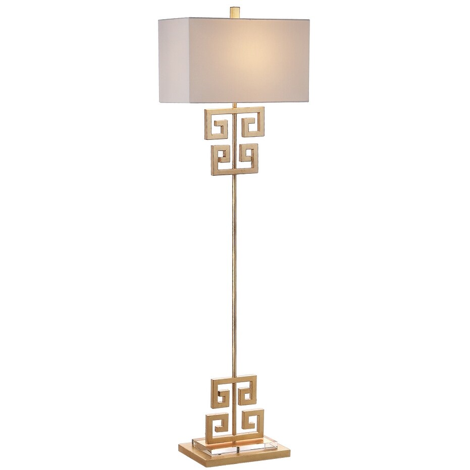 SAFAVIEH Lighting Slavejka 62-inch Antique Gold Metal Floor Lamp - 18"x9.5"x62" - Gold/Clear - 18Wx10Dx62H