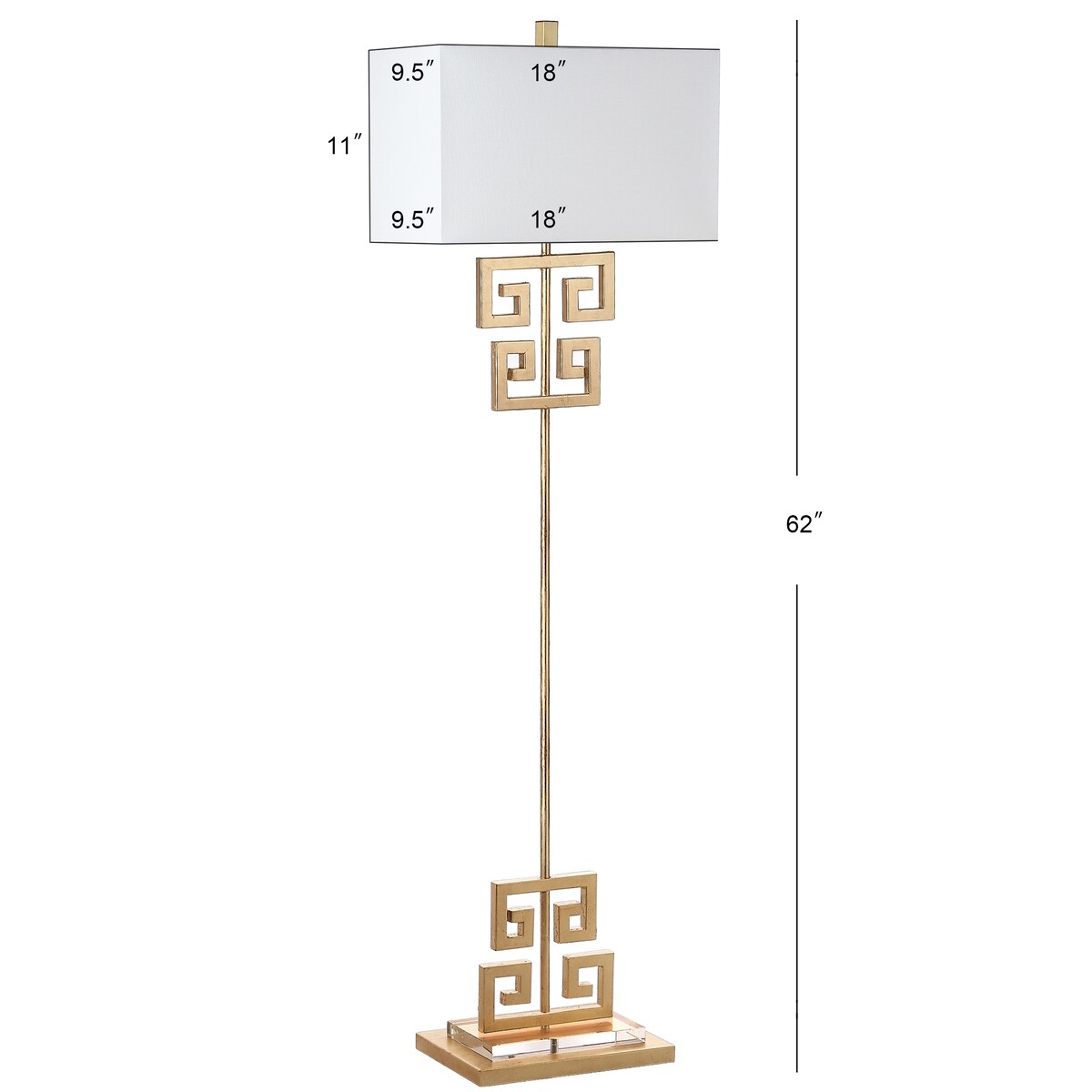 SAFAVIEH Lighting Slavejka 62-inch Antique Gold Metal Floor Lamp - 18"x9.5"x62" - Gold/Clear - 18Wx10Dx62H