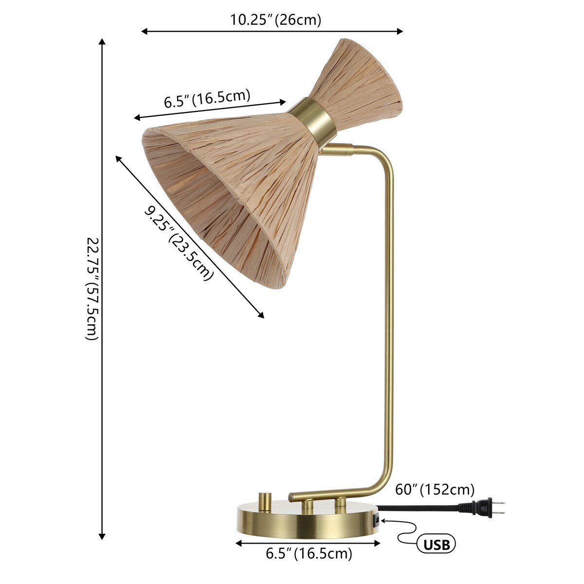 SAFAVIEH Lighting Sohma 23-inch Table Lamp - USB - 9Wx10Dx23H