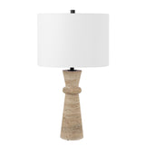 SAFAVIEH Lighting Souad Travertine 25-inch Table Lamp (LED Bulb Included) - 14 In. W x 14 x In. D 25.3 In. H - 14Wx14Dx25H