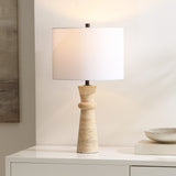 SAFAVIEH Lighting Souad Travertine 25-inch Table Lamp (LED Bulb Included) - 14 In. W x 14 x In. D 25.3 In. H - 14Wx14Dx25H