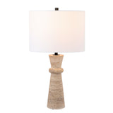 SAFAVIEH Lighting Souad Travertine 25-inch Table Lamp (LED Bulb Included) - 14 In. W x 14 x In. D 25.3 In. H - 14Wx14Dx25H