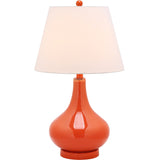 SAFAVIEH Lighting Sunshine 24-inch Blood Orange Gourd Glass Table Lamp - 14"x14"x24" - 14Wx14Dx24H