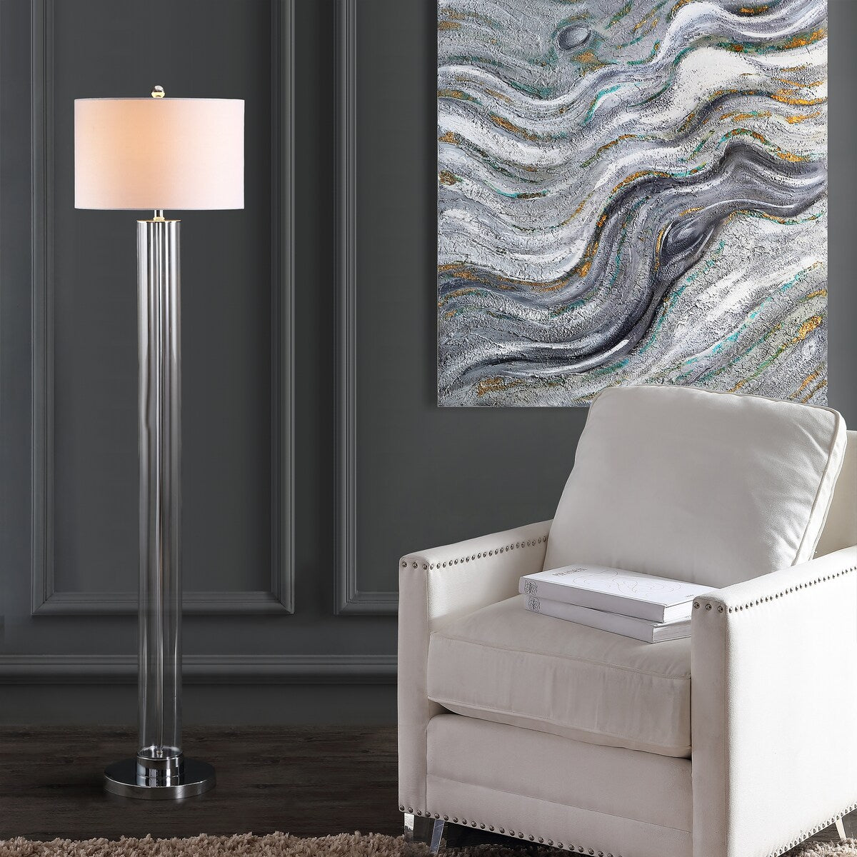 SAFAVIEH Lighting Sveva 64-inch Chrome Led Floor Lamp - 15" x 15" x 64" - Clear - 15Wx15Dx64H