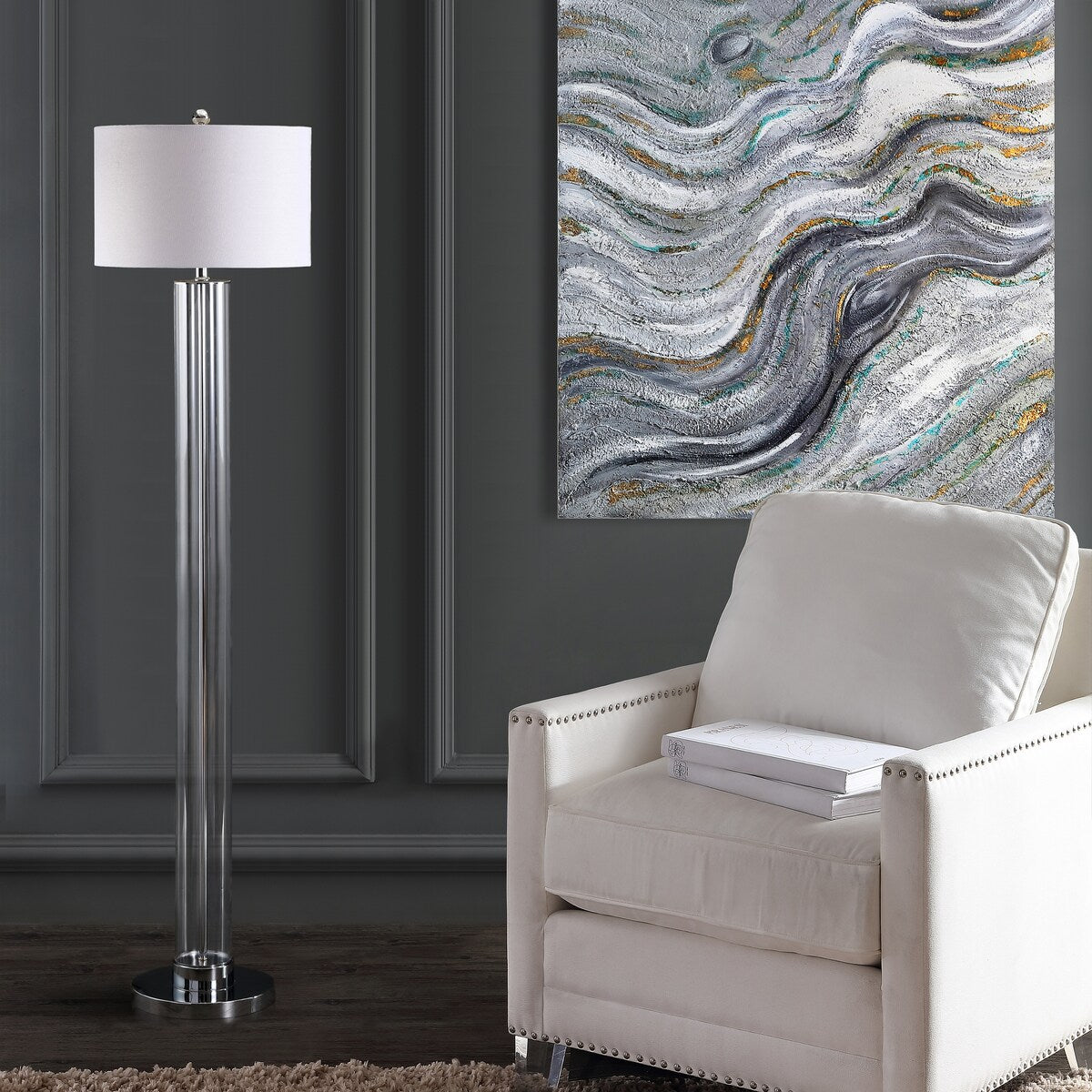 SAFAVIEH Lighting Sveva 64-inch Chrome Led Floor Lamp - 15" x 15" x 64" - Clear - 15Wx15Dx64H