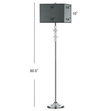 SAFAVIEH Lighting Tamika 60-inch Square Crystal Floor Lamp - 14"x14"x60.5" - Clear/Chrome - 14Wx14Dx61H