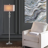 SAFAVIEH Lighting Tamika 60-inch Square Crystal Floor Lamp - 14"x14"x60.5" - Clear/Chrome - 14Wx14Dx61H