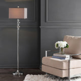 SAFAVIEH Lighting Tamika 60-inch Square Crystal Floor Lamp - 14"x14"x60.5" - Clear/Chrome - 14Wx14Dx61H