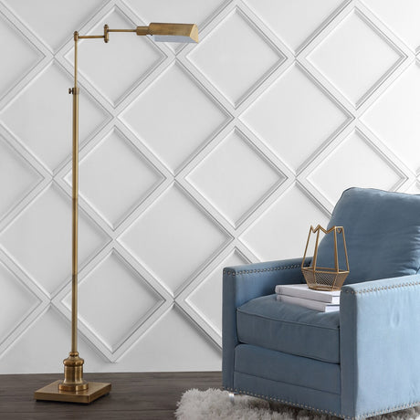 SAFAVIEH Lighting Theta 55-65" Led Floor Lamp - 27" x 10"x 55-65" - Brass Gold - 27Wx10Dx65H