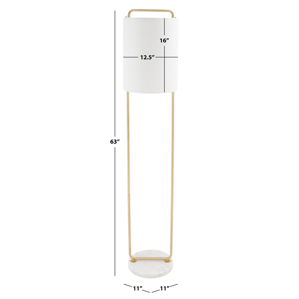 SAFAVIEH Lighting Timmy 63-inch Floor Lamp - 11 In. W x 11 In. D x 63 In. H - Gold - 11Wx11Dx63H