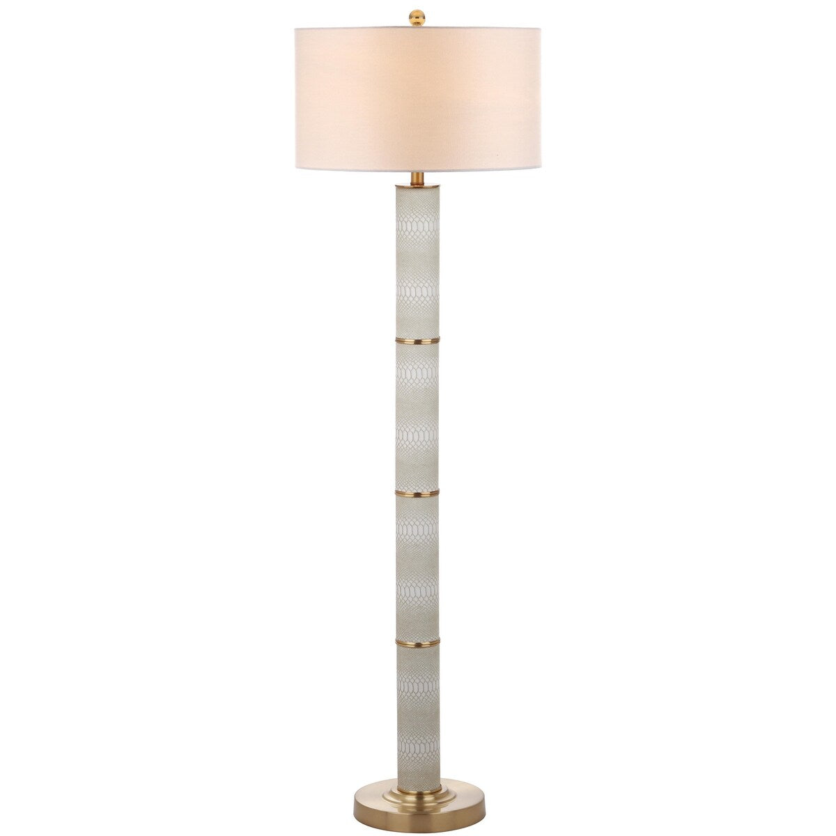 SAFAVIEH Lighting Tomeka 61-inch Faux Snakeskin Cream Floor Lamp - 18"x18"x60.5" - Off White - 18Wx18Dx61H