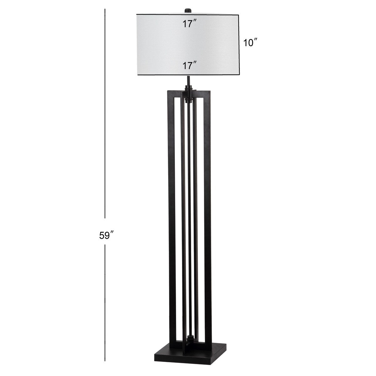 SAFAVIEH Lighting Tosha 59-inch Tower Black Floor Lamp - 17"x17"x59" - 17Wx17Dx59H