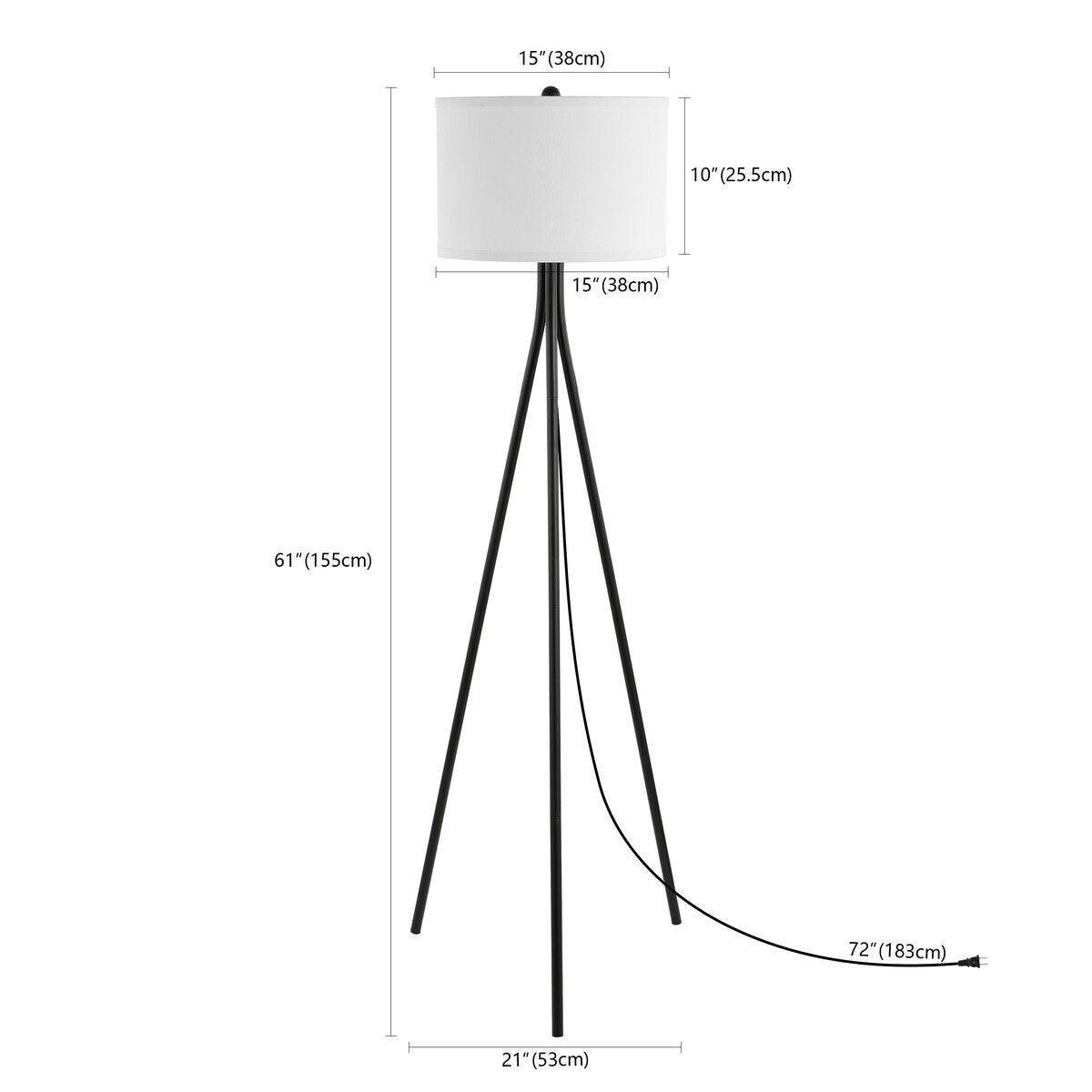 SAFAVIEH Lighting Tuba 61-inch Tripod Floor Lamp