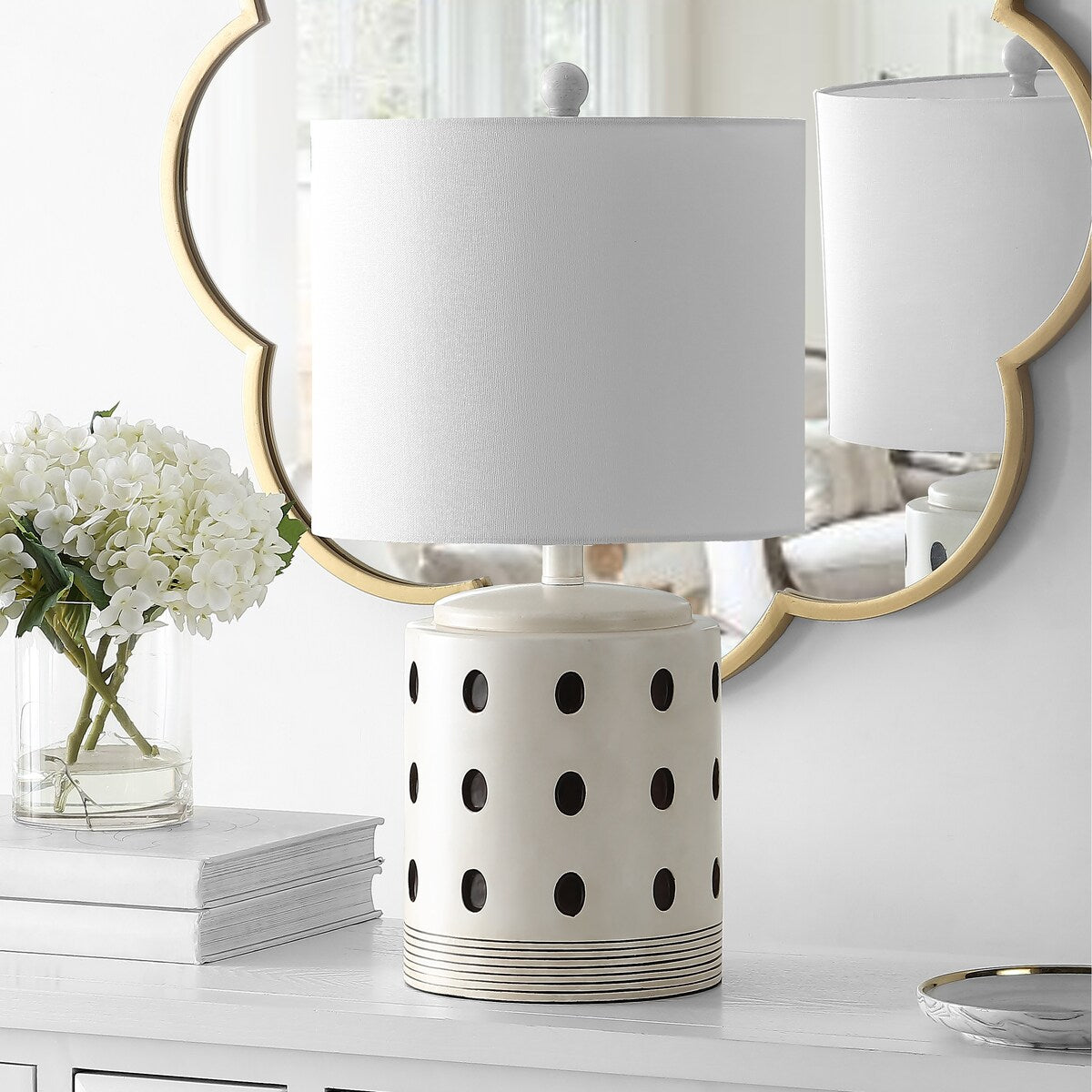 SAFAVIEH Lighting Ursa 22-inch Polka Dot LED Table Lamp - 12" W x 12" L x 22" H - 12Wx12Dx22H