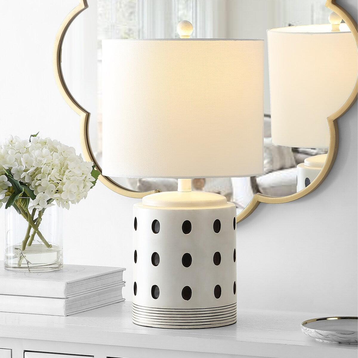 SAFAVIEH Lighting Ursa 22-inch Polka Dot LED Table Lamp - 12" W x 12" L x 22" H - 12Wx12Dx22H