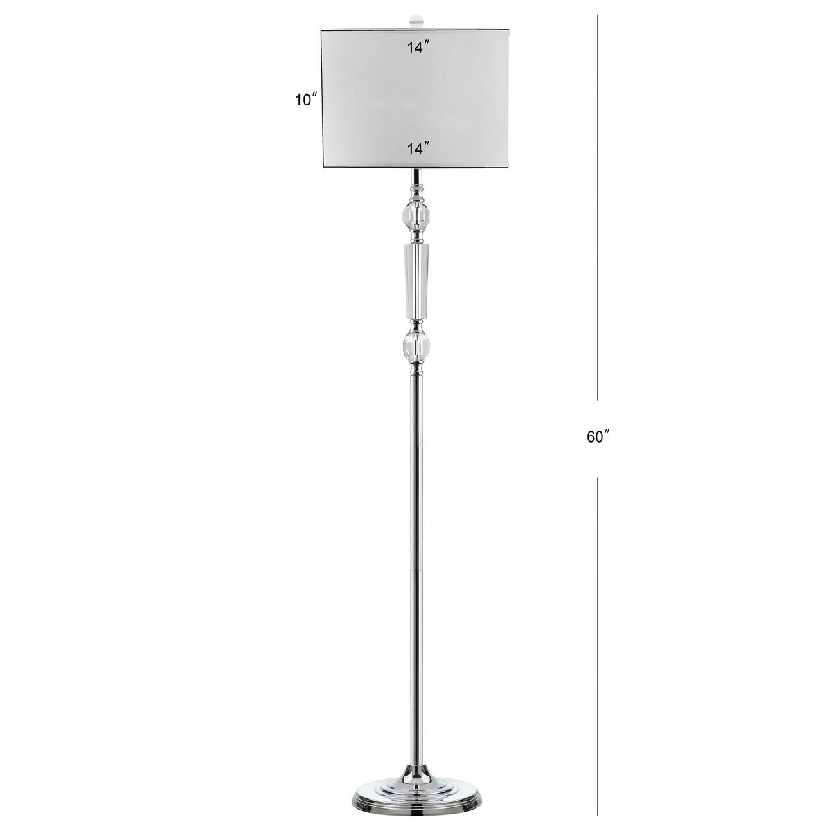 SAFAVIEH Lighting Vagia 60-inch Crystal Floor Lamp - 14"x14"x60" - Clear/Chrome - 14Wx14Dx60H