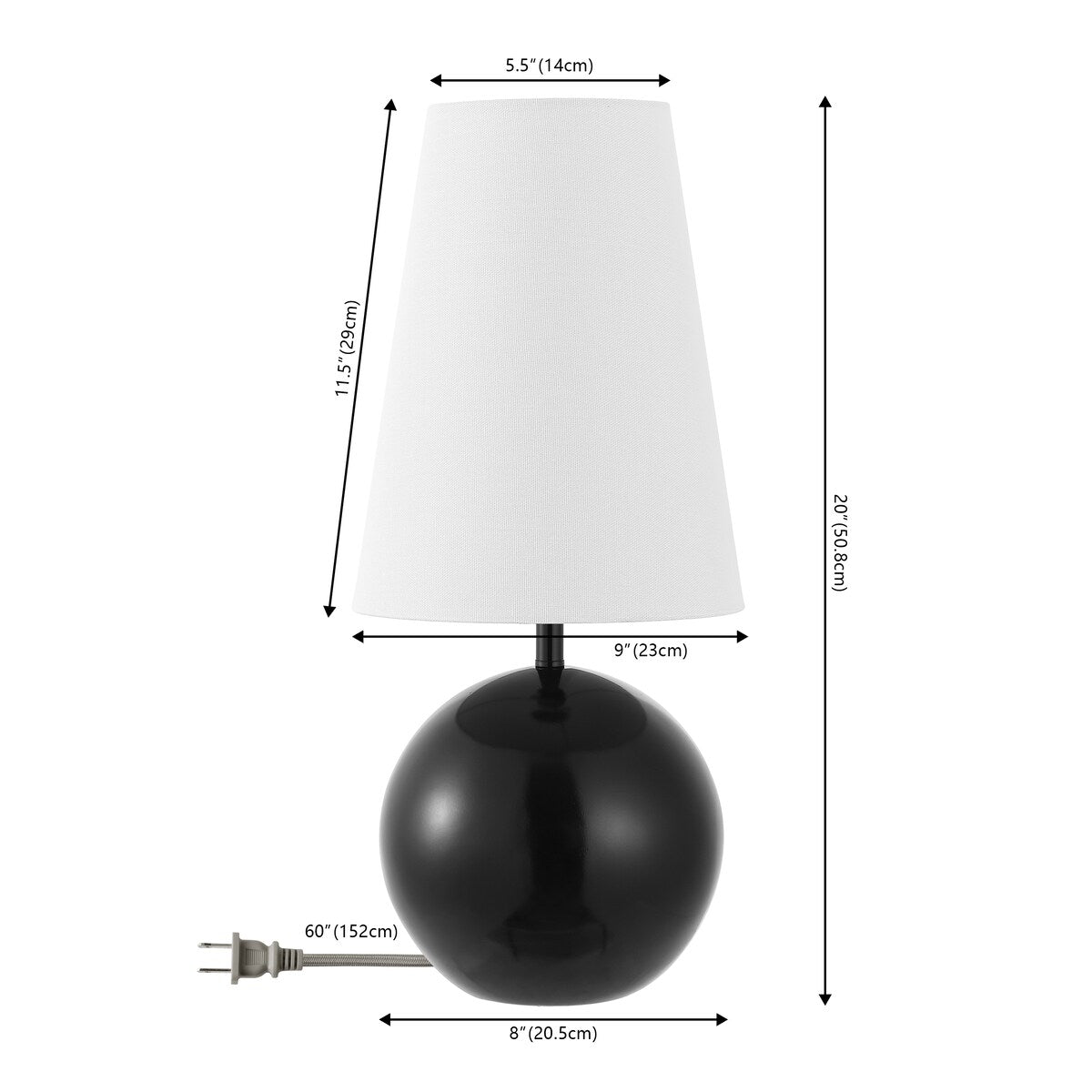 SAFAVIEH Lighting Valdis Modern 20-inch Round Table Lamp (LED Bulb Included) - 9 In. W x 9 In. D x 20 In. H - 9Wx9Dx20H