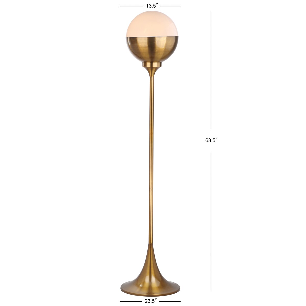 SAFAVIEH Lighting Vela 64-inch Brass Led Floor Lamp - 13.5" x 23.5" x 63.5" - Brass Gold - 14Wx24Dx64H